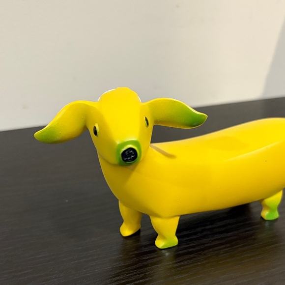 Yellow and Green Dachshund Dog Figurine - Picture 2 of 6
